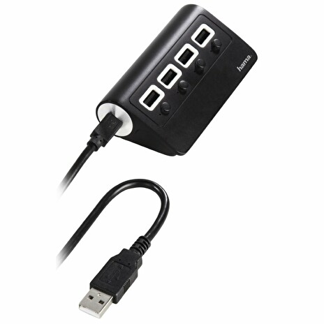 HAMA USB HUB/ 4 porty/ USB 2.0/ s vypínačem/ černý