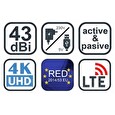 EVOLVEO Xany 2B LTE, 43dBi aktivní pokojová anténa DVB-T/T2, LTE filtr, RED certifikát