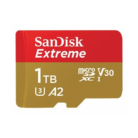 SanDisk Extreme - Paměťová karta flash (adaptér microSDXC na SD zahrnuto) - 1 TB - A2 / Video Class V30 / UHS-I U3 / Class10 - microSDXC UHS-I