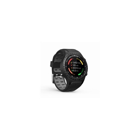 EVOLVEO SportWatch M1S, chytré sportovní hodinky s podporou SIM, šedočerný pásek