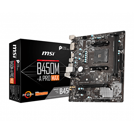 MSI B450M-A PRO MAX, AM4,2 x DDR4, 1 x PCI-Ex16, 1 x M.2 slot, 4 x SATA 6Gb/s