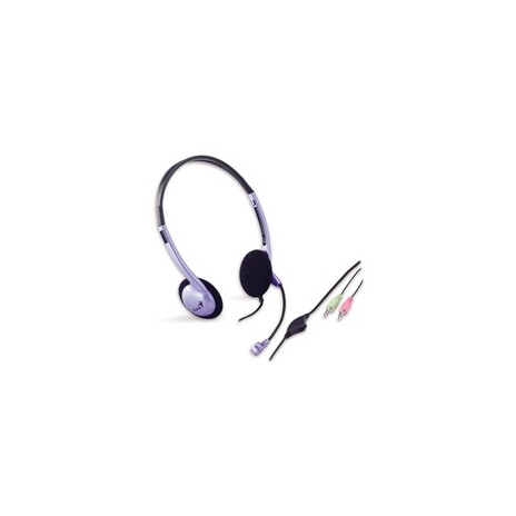 GENIUS HS-02B sluchátka s mikrofonem, regulace hlasitosti na kabelu, stříbrná