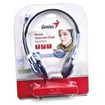 Genius HS-02B sluchátka s mikrofonem, regulace hlasitosti na kabelu, stříbrná