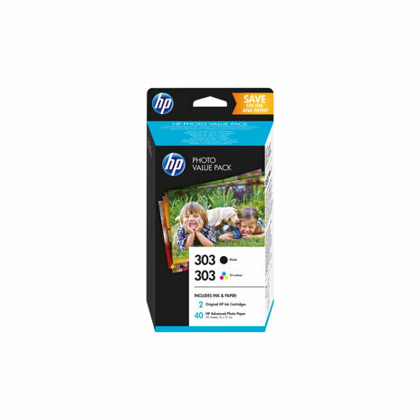 HP 303 PVP with ink cartridges black, tri-color + 40 sheets HP Advanced Photo Paper 10x15.