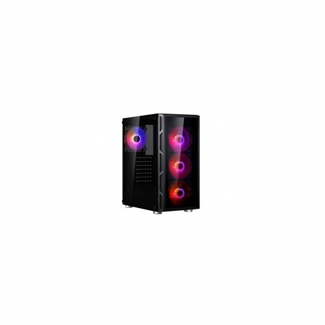 SPIRE skříň VISION 7025 RGB + 4x 12CM RGB fans, Midi Tower, gaming, bez zdroje, Black
