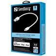 Sandberg datový kabel USB-A -> Lightning, délka 0,2 m, bílá