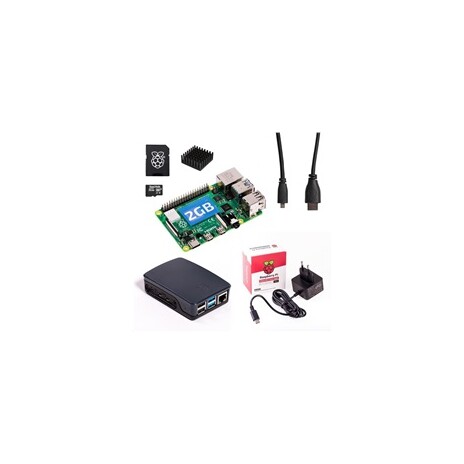 Raspberry Sada Pi 4B/2GB, (SDHC karta 32GB + adaptér, Pi4 Model B, krabička, chladič, HDMI kabel, napájecí zdroj), černá