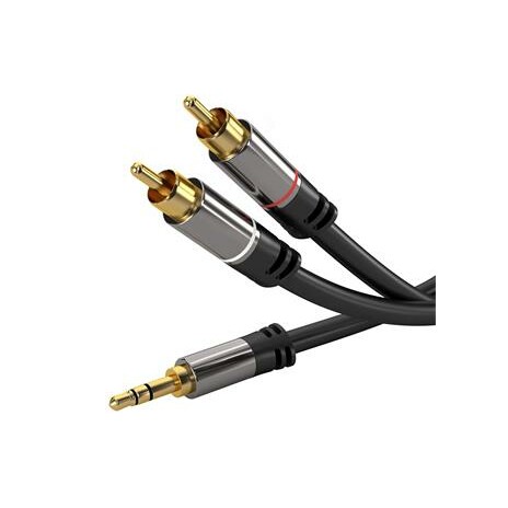 PremiumCord HQ stínený kabel stereo Jack 3.5mm-2xCINCH M/M 5m