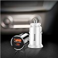 Baseus Circular Plastic USB + Type-C 30W PPS Car Charger (PD3.0 QC4.0+ SCP AFC) White