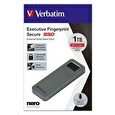 Verbatim externí SSD 512GB, Executive Fingerprint Secure SSD, USB 3.2 Gen 1/USB-C, (W:356 MB/s, R:344 MB/s), šedá
