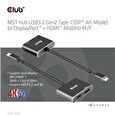 Club3D hub MST (Multi Stream Transport) USB3.2 Gen2 Type-C(DP Alt-Mode) na DisplayPort + HDMI 4K60Hz (M/F)