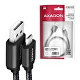 Axagon BUMM-AM20AB, HQ kabel Micro USB <-> USB-A, 2m, USB 2.0, 2.4A, ALU, oplet, černý