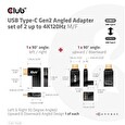 Club3D set adapterů USB-C Gen2 angled adapter set of 2, 4K120Hz (M/F)