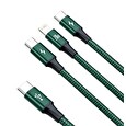 Baseus Rapid Series nabíjecí / datový kabel 3v1 Type-C/ (Micro USB + Lightning PD 20W + USB-C) 1.5m zelená