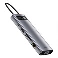 Baseus Metal Gleam Series 9v1 HUB Type-C (USB-C PD 100W, 3* USB 3.0, HDMI, VGA, RJ45, SD/TF port), šedá