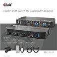 Club3D síťový přepínač - Switch, HDMI KVM Switch - Dual HDMI 4K 60Hz