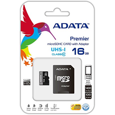 ADATA Premier micro SDHC karta 16GB UHS-I U1 Class 10 + adaptér SDHC