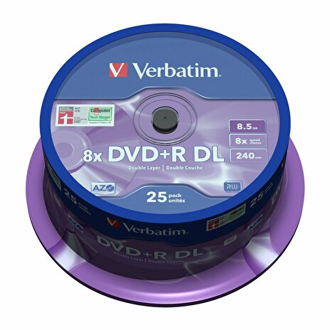 VERBATIM DVD+R DoubleLayer 8,5GB/ 8x/ MATT SILVER/ 25pack/ spindle
