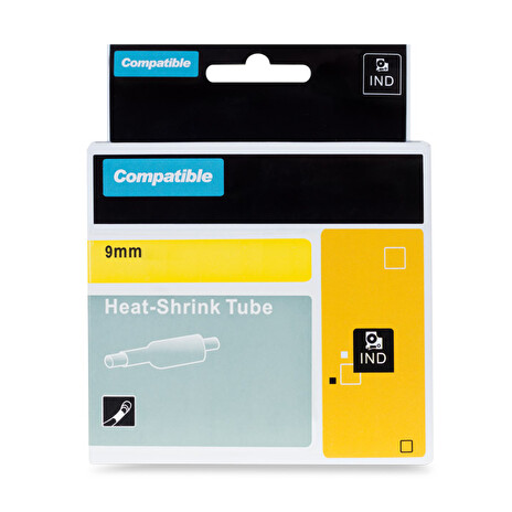 PRINTLINE kompatibilní páska s DYMO 18054, 9mm, 1, 5m, černý tisk/žlutý podklad, RHINO, bužírka