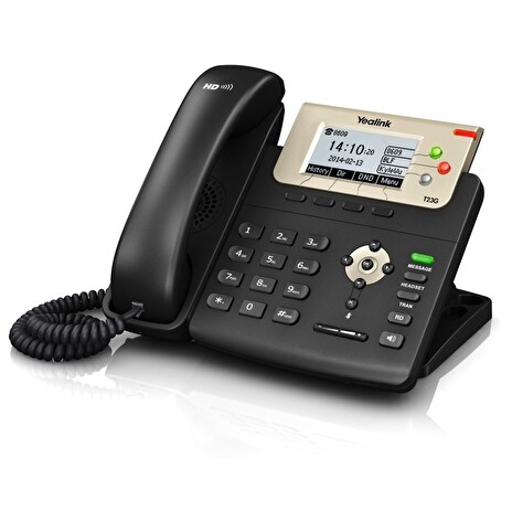 Yealink SIP-T23G IP telefon/ 3x SIP/ CZ/SK displej/ 2x 10/100/1000/ QoS/ PoE napájení/ bez adaptéru