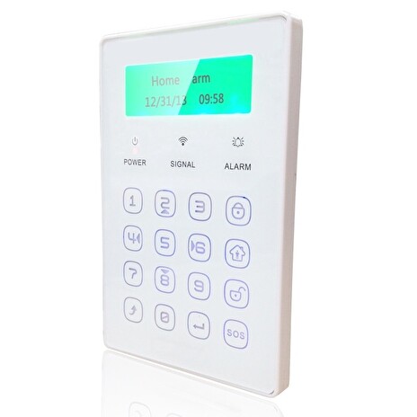 iGET Security P13 Externí bezdrátová dotyková klávesnice. LCD displej, napájení adaptérem, záložní baterie
