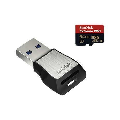 SDXC 64GB micro paměťová karta Class 10 Extreme Pro UHS-II (U3) (275 MB/s) Sandisk + čtečka - 173318