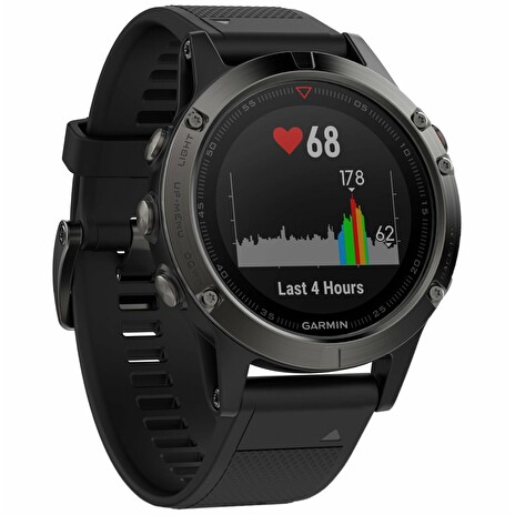 GARMIN GPS chytré hodinky fenix5 Sapphire Black Optic, Black band