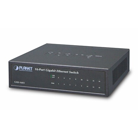 PLANET GSD-1603 Switch 16x 10/100/1000 Ethernet switch, Externí zdroj, kov
