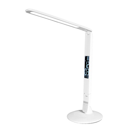 EVOLVEO Lumos IQ7, LED stolní lampa s LCD displejem, kalendář, budík, regulace světla, bílá