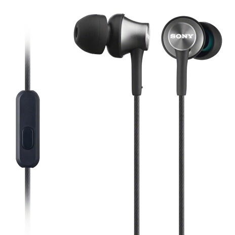 SONY headset do uší MDREX450APH/ sluchátka drátová + mikrofon/ 3,5mm jack/ citlivost 106 dB/mW/ šedá
